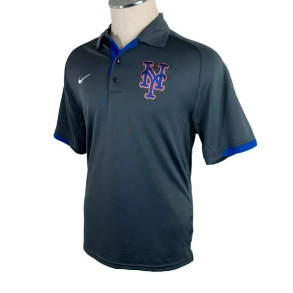 Nike Dri-FIT Mens Small New York Mets MLB Polo Shirt Men's Gray Blue Performance - Picture 2 of 5